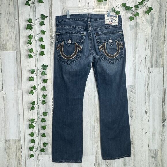 True Religion Straight Jeans Vintage Skate logo Pocket Selvedge size 34